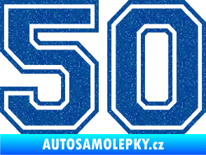 Samolepka Startovní číslo 50 typ 4 Ultra Metalic modrá