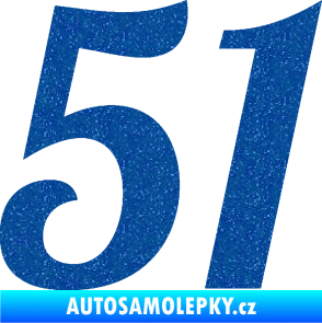 Samolepka Startovní číslo 51 typ 3 Ultra Metalic modrá