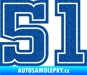 Samolepka Startovní číslo 51 typ 5 Ultra Metalic modrá