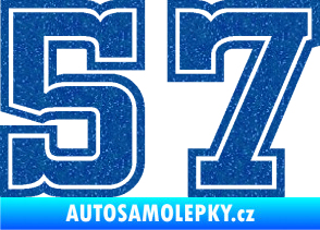 Samolepka Startovní číslo 57 typ 5 Ultra Metalic modrá