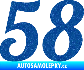 Samolepka Startovní číslo 58 typ 3 Ultra Metalic modrá