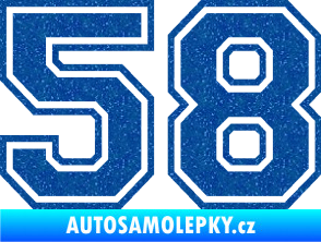 Samolepka Startovní číslo 58 typ 4 Ultra Metalic modrá