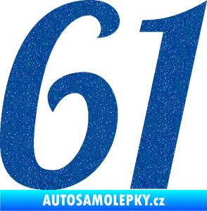 Samolepka Startovní číslo 61 typ 3 Ultra Metalic modrá