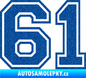 Samolepka Startovní číslo 61 typ 4 Ultra Metalic modrá