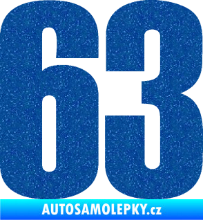 Samolepka Startovní číslo 63 typ 2   Ultra Metalic modrá