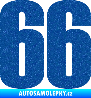 Samolepka Startovní číslo 66 typ 2     Ultra Metalic modrá