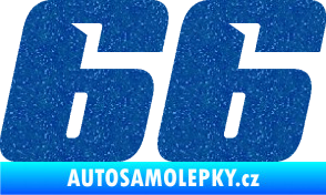 Samolepka Startovní číslo 66 typ 6 Ultra Metalic modrá