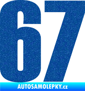 Samolepka Startovní číslo 67 typ 2      Ultra Metalic modrá