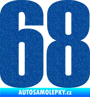 Samolepka Startovní číslo 68 typ 2       Ultra Metalic modrá
