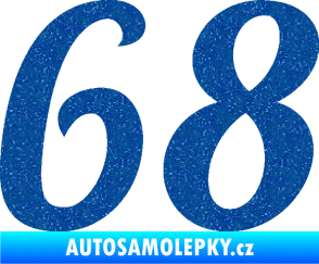 Samolepka Startovní číslo 68 typ 3 Ultra Metalic modrá