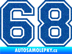 Samolepka Startovní číslo 68 typ 4 Ultra Metalic modrá