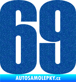 Samolepka Startovní číslo 69 typ 2        Ultra Metalic modrá