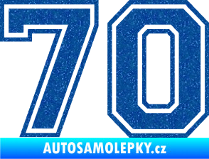 Samolepka Startovní číslo 70 typ 4 Ultra Metalic modrá