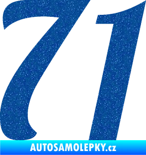 Samolepka Startovní číslo 71 typ 3   Ultra Metalic modrá