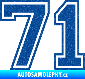 Samolepka Startovní číslo 71 typ 4 Ultra Metalic modrá