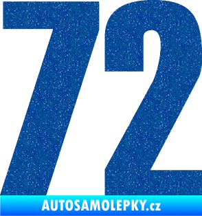 Samolepka Startovní číslo 72 typ 2   Ultra Metalic modrá