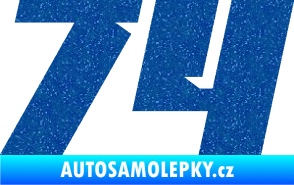Samolepka Startovní číslo 74 typ 6 Ultra Metalic modrá