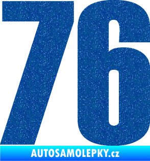 Samolepka Startovní číslo 76 typ 2       Ultra Metalic modrá