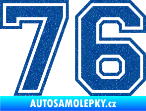 Samolepka Startovní číslo 76 typ 4 Ultra Metalic modrá