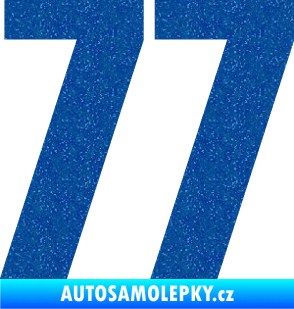 Samolepka Startovní číslo 77 typ 2        Ultra Metalic modrá