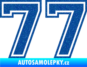 Samolepka Startovní číslo 77 typ 4 Ultra Metalic modrá