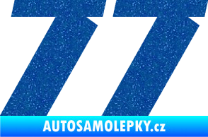 Samolepka Startovní číslo 77 typ 6 Ultra Metalic modrá