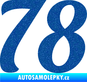 Samolepka Startovní číslo 78 typ 3   Ultra Metalic modrá