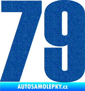 Samolepka Startovní číslo 79 typ 2          Ultra Metalic modrá