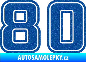 Samolepka Startovní číslo 80 typ 5 Ultra Metalic modrá