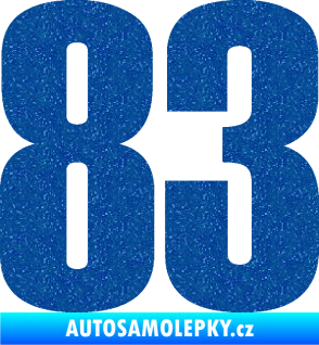 Samolepka Startovní číslo 83 typ 2   Ultra Metalic modrá