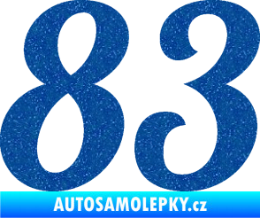Samolepka Startovní číslo 83 typ 3   Ultra Metalic modrá