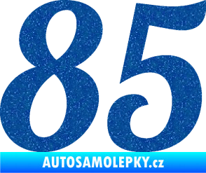 Samolepka Startovní číslo 85 typ 3   Ultra Metalic modrá