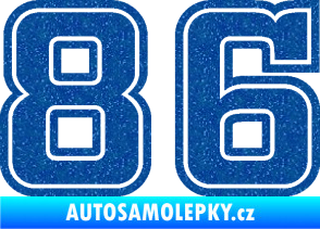 Samolepka Startovní číslo 86 typ 5 Ultra Metalic modrá