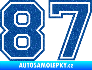 Samolepka Startovní číslo 87 typ 4 Ultra Metalic modrá