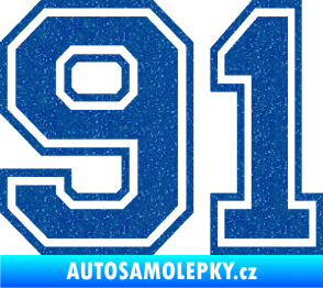 Samolepka Startovní číslo 91 typ 4 Ultra Metalic modrá