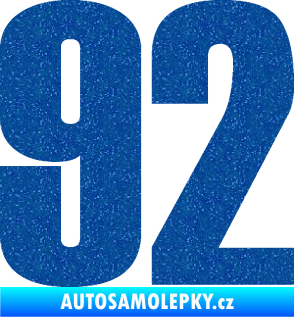 Samolepka Startovní číslo 92 typ 2  Ultra Metalic modrá