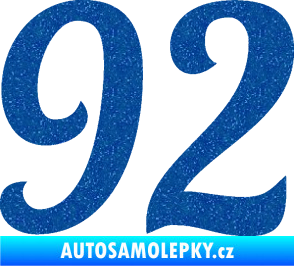 Samolepka Startovní číslo 92 typ 3   Ultra Metalic modrá