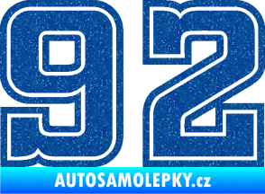 Samolepka Startovní číslo 92 typ 5 Ultra Metalic modrá