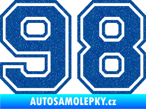 Samolepka Startovní číslo 98 typ 4 Ultra Metalic modrá