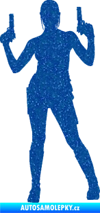 Samolepka Střelkyně 002 levá girl with gun Ultra Metalic modrá