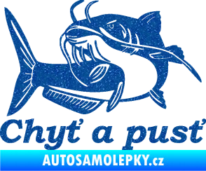 Samolepka Sumec 002 chyť a pusť levá Ultra Metalic modrá