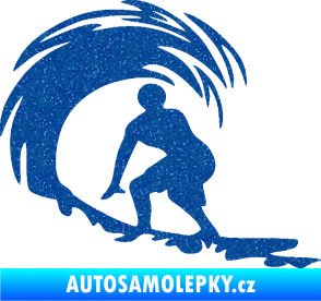 Samolepka Surfař 005 levá velké vlny Ultra Metalic modrá
