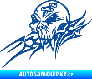 Samolepka Tribal skull levá lebka Ultra Metalic modrá