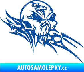 Samolepka Tribal skull pravá lebka Ultra Metalic modrá
