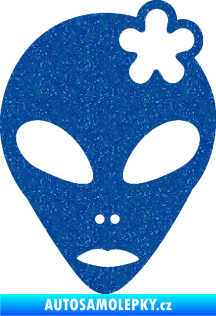 Samolepka UFO 009 slečna s kytičkou pravá Ultra Metalic modrá