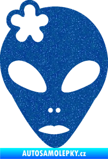 Samolepka UFO 009 slečna s kytičkou levá Ultra Metalic modrá