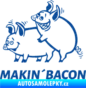 Samolepka Veselá prasátka makin bacon levá Ultra Metalic modrá