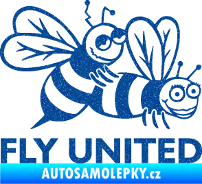 Samolepka Veselé vosy fly united pravá Ultra Metalic modrá