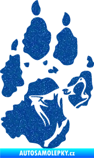 Samolepka Vlk 018 levá stopa s vlčím obrysem Ultra Metalic modrá