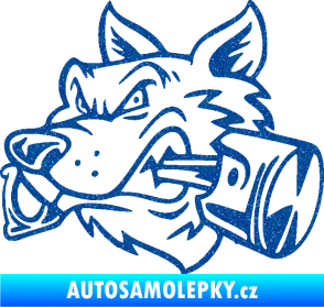 Samolepka Vlk 032 levá moto s pístem Ultra Metalic modrá